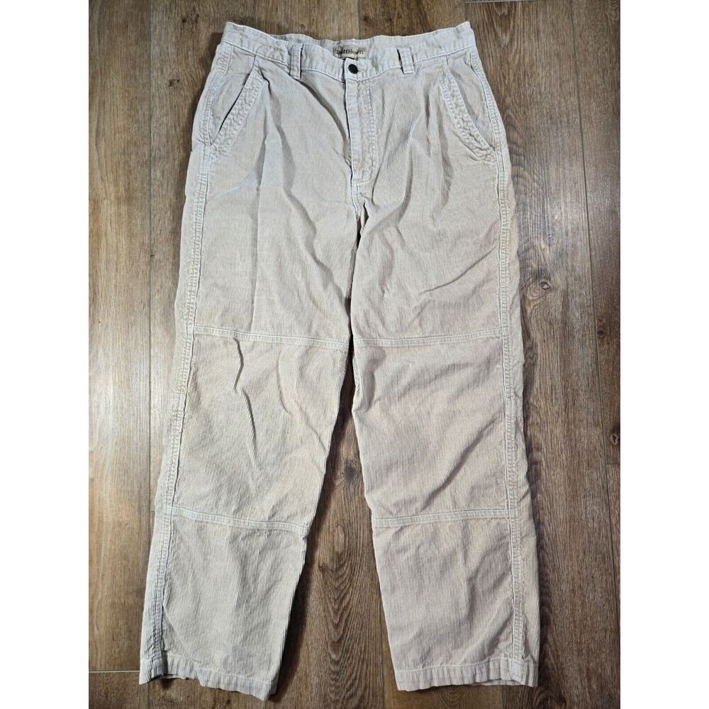 Ruff Hewn Corduroy Pants Men 36x30 Beige Tan Double Knee Y2K Vintage Workwear